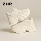 
ZHR dad shoes for women Spring and Autumn Small Sports Casual Shoes for Women Inner Heightening Thick Sole Women's Shoes G728 Beige 37