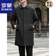 ROMON windbreaker men's mid-length coat 2026 new spring and autumn trendy Korean style loose business casual high-end coat black M loose version