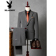 Playboy (Playboy) Casual und gutaussehender Anzug Herrenanzug mit Street Slim Fit großer Bräutigamanzug Herren Hochzeitskleid Britisch-Stil zweiteiler hellgrauer XL