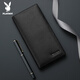 Playboy Store Menora de hombres Billet de cuero casual Bolsa de cuero larga bolso de billetera para hombres Regalo de billetera para novio [Caja de regalo de colección] Primera capa Cow Wide 2071 Brown