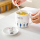 Porcelain soul ceramic mug with lid and spoon cup coffee cup couple tea cup men and women large capacity water cup kitten cup
