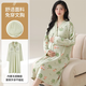 Chemise de nuit de maternité en pur coton avec coussinet d'allaitement, chemise de nuit de maternité à manches longues printemps et automne, pyjama de maison de retraite pour femmes post-partum, vêtements de confinement à domicile LX-13062, double usage pendant la grossesse + période d'accouchement M 80-100