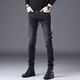 JEEP SPIRIT genuine Jeep high-end jeans men 2025 summer thin slim foot high-end elastic casual pants men 1048 black regular size 32 size waist circumference 2 feet 5 suitable for 130-140Jin [Jin equals 0.5 kg]
