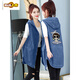 Erste Diameter [natürliche Farbe] große Größe mittlerer und älterer Mutter-Denim-Vest-Damen mit mittlerer Länge koreanischer Lose Stickerei 3271 Blau M 80-100jin [Jin ist 0,5 kg]