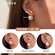 Lnieer wears Zhao Lusi's same style double-beaded Shijia pearl earrings before and after, women's French light luxury 925 silver needle earrings, Shijia milk white 925 silver needle 8/16mm