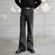 春秋潮流简约喇叭皮裤男式时髦百搭显腿长机车痞帅阔腿长裤发型师 黑色 均码 m