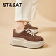 Saturday thick-soled casual shoes for women retro heightening platform soft-soled sneakers virtue training shoes sports sneakers brown 38