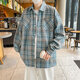 
American long-sleeved shirt for boys spring and summer loose lapel plaid shirt retro trendy casual versatile jacket for men CRYZ687 red 3XL