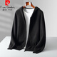 Pierre Cardin 2025 casual zipper hooded wool cardigan for men spring and autumn style knitted hoodie luxury fashion sweater jacket for men white L