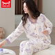 Catman MIIOW pure cotton pajamas for women in spring and autumn long-sleeved cardigan for middle-aged and youth women's casual suit cotton home clothing SH14701 pure cotton M (80-100Jin[Jin equals 0.5 kg])
