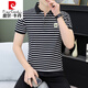 Pier Cardin reines Baumwoll-Revers-Polo-Shirt Herren Modemarke Leads Sommer kurzärmeliges T-Shirt Einfach gestreiftes obere Eissensen-High-End-High-End-Männer weiß Q753 m suggeriert 100-120jin [Jin ist 0,5 kg]