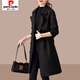 Pier Cardin 2025 Spring and Automne New Women's Trench Coat Veste de longueur Mid-Longue grande taille Petite manteau British Style Vêtements pour femmes Black L (100jin suggérés [Jin est égal à 0,5 kg] -115jin [Jin est égal à 0,5 kg]))