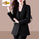 Chujing Professional Suit Jacket Women's 2025 Spring and Autumn New Casual Small Slit Black Suit Top Women Black M (Recommended 100 Jin Jin is equal to within 0.5 kg)