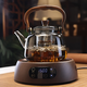 Full-degree heat-resistant glass teapot, wood grain handle, handle kettle, steaming, integrated teapot, electric ceramic stove, tea boiler, stove for making tea, wood grain handle handle, handle kettle + Kangmi black ceramic stove