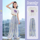 
Pitt Girls Summer Set 2025 New Medium-Grand Children's Fashionable Ice Silk Wide Legs Children's Fashion Short Sleeve Casual Summer Suit 9889 White + 15088 Pink Purple 130 cm