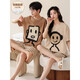 
AIFANGNIAO Couple Pajamas Summer Pure Cotton Short Sleeve Shorts Set with Chest Paddle Cute Cartoon Thin Casual Home Suit GEY687 Fox and Rabbit M Women's Style [80100Jin [Jin equals 0.5 kg]] (with Chest Pad)