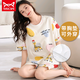 Catman Miiow Pajamas nuevos con almohadillas en el pecho para mujeres para el verano de algodón puro de manga corta al estilo coreano casual se puede usar ropa de dos piezas para el hogar.