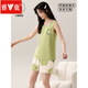 Juego de pijamas sin mangas para mujeres yalu Traje para el hogar de la casa de la casa de la casa de los casas de gran tamaño de algodón de algodón delgado OZM B1105 L (sugerido 95-115Jin [Jin es igual a 0.5 kg])