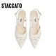Sijiatu Yang Mi same style as 2025 autumn Burano fairy stiletto high heel sandals EC134CH5 vanilla cream rice 36