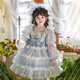 Anneyol Original Girls Spring Elsa Princess Dress 2025 New Spring and Autumn Lolita Mesh Puff Skirt Elsa Dress Blue 110