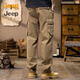 Jeep (JEEP) high-end pure cotton overalls men's 2025 autumn and winter new loose straight casual pants men's retro trendy brand long pants men