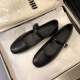 Woodpecker 2025 spring new style one-liner buckle light mouth flat sole single shoes small square toe retro soft leather soft sole Mary Zhen women's shoes 2601 black 36