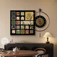 Middle style Bailian Restaurant Decorative Painting LED Lights with Clocks and Watches Mural Retro Dinner Table Background Wall Painting K12806+PB57 e50*50cm Painting +50*50cm Wall Clock with Pendulum [
