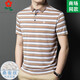 Mengtejiao Kurzärärmig T-Shirt Herren French High-End-Sommer 2025 Neuer Papa Anzug mittlerer Alters Streifen-Lappelpolo A829-Red M 165 Geeignet für 100-115jin [Jin entspricht 0,5 kg]