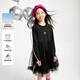 Annil children's clothing girls' long-sleeved dress 2025 spring new style black 150