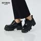 
DEEP BREATH Deep Breath Women's Shoes Cowhide Thick Sole Low Top Strap Gentlemen's Shoes Women's Shoes Thick Sole Shoes AX13066 Black 38