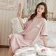
Catman [100% pure cotton] Women's pajamas for women for summer short-sleeved nightgown thin breathable medium-length style for outdoor wear