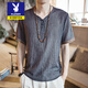 
Playboy Tang suit men short-sleeved men summer thin youth Chinese style retro buckle half-sleeved T-shirt Chinese style ancient style men's clothing 686 green M Reference 85-100Jin [Jin equals 0.5 kg]