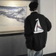 夹克男外套春秋美式高街网红同款纯色帆船棒球服休闲潮牌百搭上衣 黑色-淘梦-W727 L