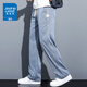 Verdadero Pantalones casuales de tenis Visley para hombres Retrase 2025 Nuevo verano Pantalones largos de seda de patio ancho delgado para hombres 1048 Azul [Tiansi] XL [135-155Jin [Jin equivale a 0.5 kg]]]