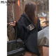 Cotton heavy hooded sweatshirt for women in spring, autumn and winter new American loose Korean style plus velvet Shandong Jimo cardigan jacket 844 white and gray [regular high quality 31.5] L 100-115 Jin [Jin equals 0.5 kg]
