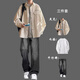 An Chuxia spring and autumn new long-sleeved shirt men's casual suit loose work shirt trendy boys' clothes three-piece set white shirt + white long sleeve + jeans blue three pieces XL high quality recommended 125-140 Jin Jin equals 0.5 kg