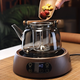 Full-degree heat-resistant glass teapot, wood grain handle, handle kettle, steaming, integrated teapot, electric ceramic stove, tea boiler, stove for making tea, wood grain handle handle, handle kettle + Kangmi black ceramic stove