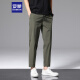 ROMON casual pants men's summer loose sports straight pants ice silk elastic nine-point pants men's clothing 718 military green M