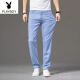 Jeans de tenis de gama alta Playboy para pantalones casuales de hombres delgados de verano de los hombres, pantalones de seda de seda de verano, ultra delgado azul 9767 28 cintura 2 pies 1