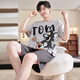 2025 new pajamas men's summer pure cotton short-sleeved summer men's teenager cartoon large-size home clothing set DMY6621 3XL (185) Recommended weight 180 Jin [Jin equals 0.5 kg]