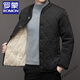 ROMON stand collar men's cotton coat in autumn and winter middle-aged camel velvet liner plus velvet thickened comfortable and warm cotton coat top for men black 2XL (recommended 120-140Jin [Jin equals 0.5 kg])