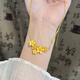 GRAYCEWODY Old Phoenix New Gold Sanshenghua Necklace Women's 999 Pure Gold Temperament Flower Pendant Pure Gold 24K Clavicle Chain 0.01g Old Phoenix Gold Store Model Sanshenghua Necklace