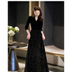 Wutuo black dress female high-end light luxury dinner party temperament niche sequin command dinner host black S