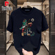 Piercadan National Tend Cotton Heavy Camiseta de manga corta Camiseta de manga corta 2025 Top de cuello redondo y suelto para hombres White [K963 Lion Dance] 3xl Recomendado 180-195Jin [Jin equivale a 0.5 kg]
