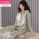 
Modal pajamas women's spring and autumn pure cotton long sleeve autumn full cotton thin women's autumn and winter large-size autumn home clothing set XEQ-9215 lilac brown L (165)