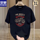Camiseta de algodón corto de algodón puro de Romon pesado para hombres en la impresión de motocicletas retro de verano Camiseta de mimes de manga redonda de cuello delantero para hombres NUEVOS Productos 683 White XL (recomendado 135-150Jin [Jin iguala 0.5 kg])