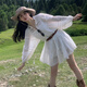 
Jincheng French white long-sleeved dress for women early spring 2025 new small Northwest Xinjiang travel and vacation skirt white S547W M [45/55kg]
