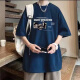 京御贵族短袖t恤男款2025新款夏季重磅纯棉宽松半袖衣服美式潮流体恤上衣 酒红色 XL 115-140优先发货