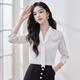 Troman commuter temperament shirt women's long-sleeved ribbon spring fashion casual design niche shirt white