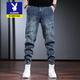 Playboy Working Jeans Herren Trendy Marke Body Body Foot Fußhose Frühling und Herbst Blau Retro Herrenhosen hübsche trendige Retro Blue L.